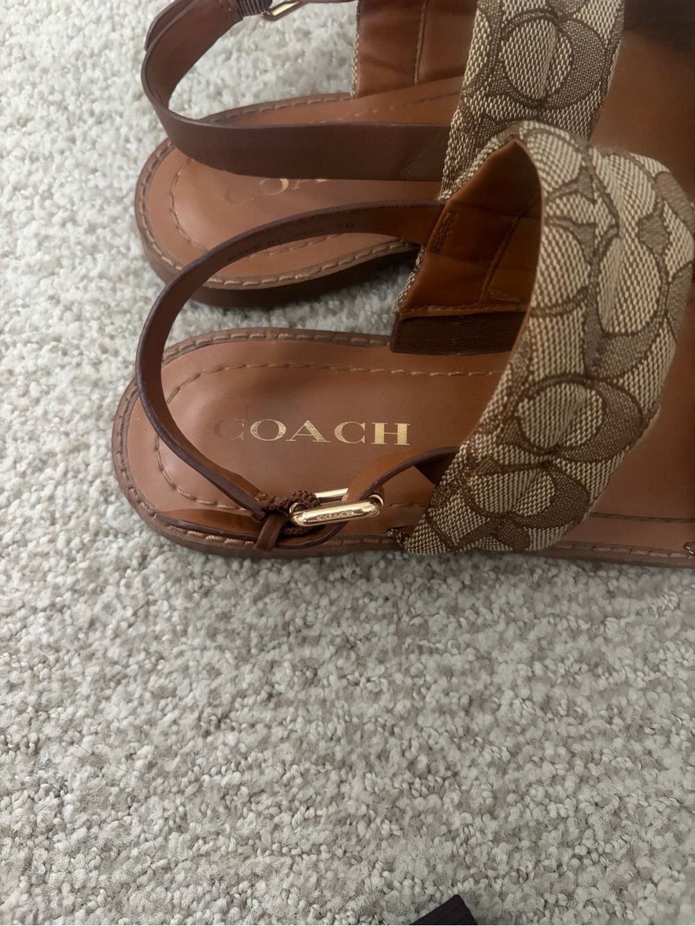 Coach Brown Signature Canvas Slingback Sandals - Picture 3 of 5